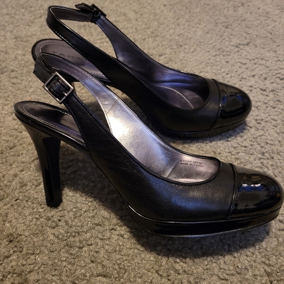 Tahari Black sling back heels - Picture 1 of 8